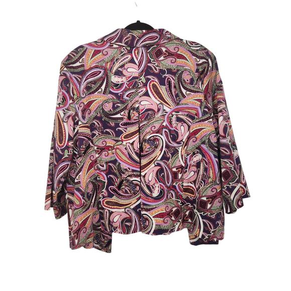 C.J. Banks Purple Pink Paisley Cropped One-Button Swing Jacket Women's Plus 2X - Picture 9 of 11